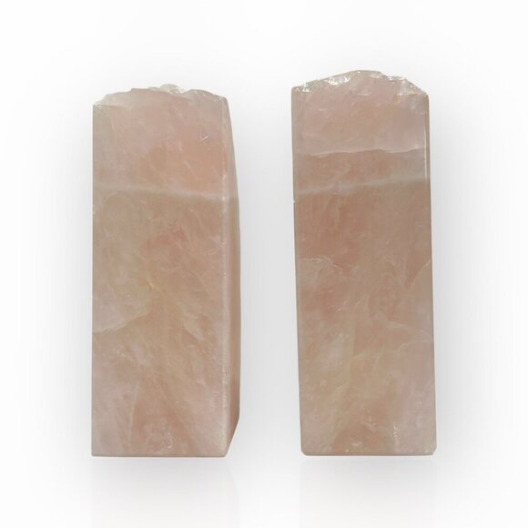 Rose Quartz Bookends Natural Stone Characteristics Pink Crystal Home Decor (AR) - Picture 16 of 16